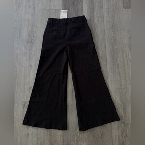 Frame Denim Black Wide-Leg Trousers with Zip Pocket